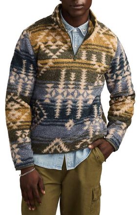 Lucky Brand Faux Shearling Quarter Zip Jacket in Blue Multi at Nordstrom, Size Xx-Large