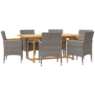 vidaXL Juego De Comedor De Jard&iacute;n 7 Piezas Con Cojines Gris Vidaxl