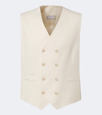 Brunello Cucinelli Double-breasted wool and cotton vest