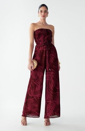 BWLDR Alias Jumpsuit in Burgundy Palms at Nordstrom, Size 10