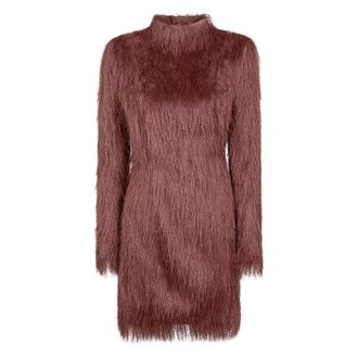 Balmain Long Sleeves Fringes Bodycon Short Dress - female - Balmain - Short Dresses - Brown - XS - Dresses