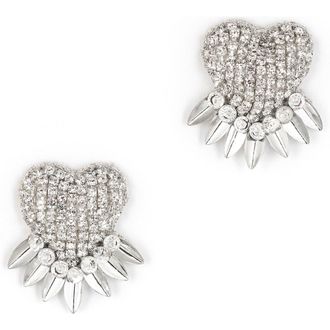 Deepa Gurnani Danira Crystal Heart Earrings in Silver at Nordstrom