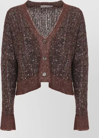 D.exterior sequined v-neck cardigan