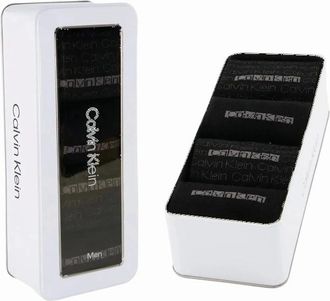 Calvin Klein Mens 4-Pack Allover Logo Socks Gift Tin, Black - Size: 16/14.5/8/15/8.5/15.5/9/13/13.5/14/6.5/7/7.5/11.5/5/12/5.5/12.5/6/3.5/3/10.5/4/11