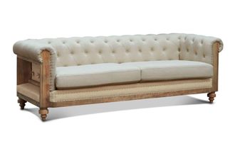 PIB Sof&aacute; chesterfield de 3 plazas en lino beige