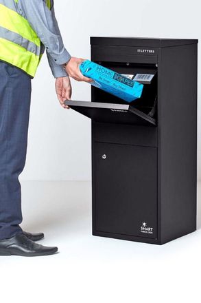 Homescapes Smart Parcel Box Large Front Access Secure Delivery Box in Black