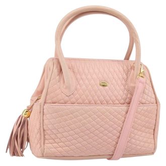 Bally Vintage Handbag Quilted Leather Pink Leather Handbag (Pre-Owned)