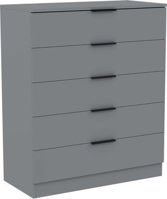 Home Discount Trega 5 Drawer Chest of Drawers Modern Bedroom Storage Unit, H 90 x W 66 x D 36 cm, Grey
