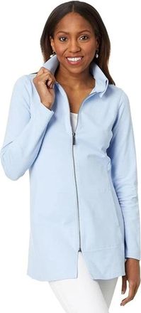 Nic+Zoe NIC+ZOE Pop In Perfect Jacket Womens Powder Blue Knit Full Zip FROG350