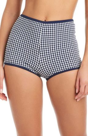 Sanctuary Print High Waist Swim Boyshorts in Navy Mood at Nordstrom, Size X-Small