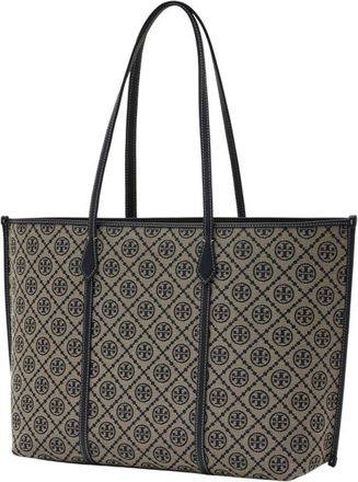 Tory Burch Womens Perry Tote Navy Cotton