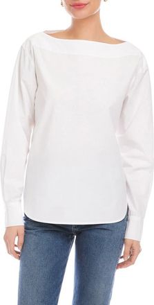 Fifteen Twenty Elyse Boat Neck Cotton Top in Off White at Nordstrom, Size X-Small