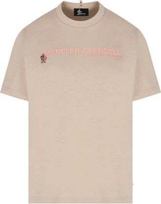 Moncler T-Shirts, male, Pink, M, Branded Cotton T-Shirt