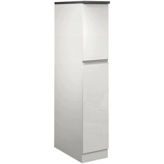 Dmora Dispensa da cucina Atrax, Armadio multiuso, Mobile per cucinotto, Portafrigo multifunzione, 100% Made in Italy, 30x60h165 cm, Bianco lucido e Ardesia