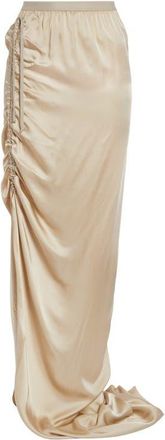 Rick Owens Edfu Ruched Satin Skirt in Sand at Nordstrom, Size 8 Us