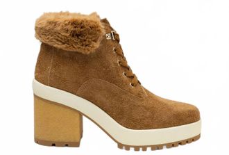 Hogan Womens Faux Fur Ankle Boots In Beige