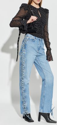 Rotate Jeans With Decorative Tie, Womens, Light Blue