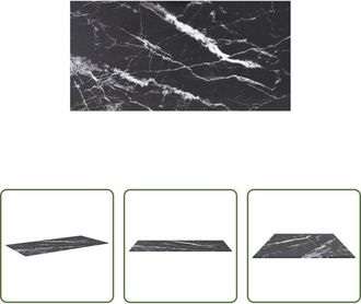 vidaXL Tavolo da pranzo in vetro - Piano Tavolo Nero 100x50 cm 6mm Vetro Temperato Design Marmo