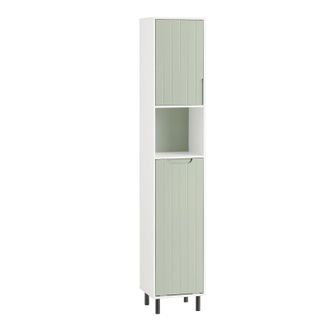 SoBuy Armadio Colonna Bagno Mobiletto Salvaspazio Scaffale Alto Mobiletto Bagno Con Portabianchiera Verde 31x30x167cm Bzr137-gr - Sobuy