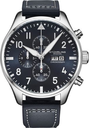 St&uuml;hrling Navigator Chrono 4075 Mens 43mm - Blue Stainless Steel - One Size
