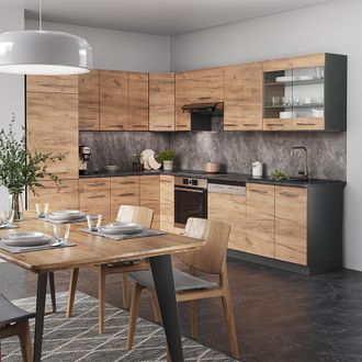 Vicco Cocina Esquinera Fame-line, Oro Power Roble/antracita, 227 X 287 Cm, Et M&aacute;rmol, Vicco
