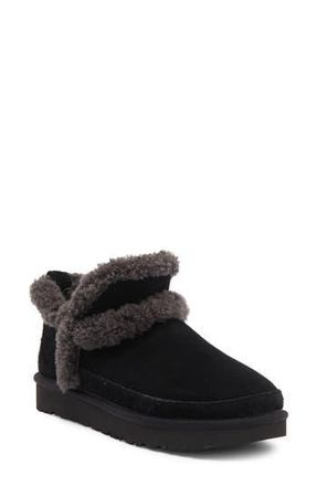 UGG Classic Ultra Mini Spillseam Genuine Shearling Bootie in Black/grey at Nordstrom Rack, Size 9