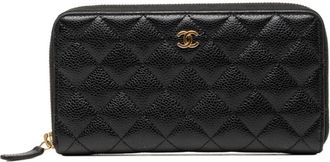 Chanel Matelasse Black Grained Calfskin Long Wallet (Bi-Fold) (Pre-Owned)