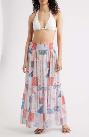 LoveShackFancy Umber Cotton Maxi Skirt in Blueberry Sundae at Nordstrom, Size Xx-Small