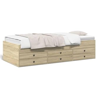 Berkfield Home Daybed with Drawers without Mattress Sonoma Oak 100x200 cm in Light Tan