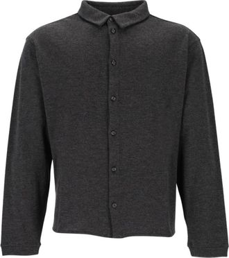 Giorgio Armani Pure Cashmere Interlock Shirt - Heren - Cashmere truien - Grijs - XL - Kasjmier - Truien & Vesten