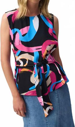 Joseph Ribkoff Whitlee Woven Abstract Print Sleeveless Fit And Flare Top In Multi