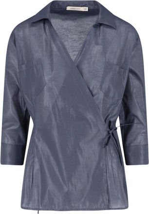 Paloma Wool Blue-Grey Wrap-Style Side Tie Top