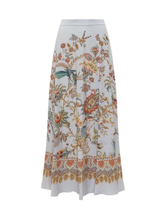Etro White Printed Maxi Skirt