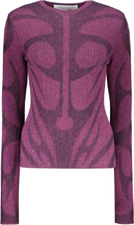 Paolina Russo Virgin Wool Sweater - Dames - Ronde hals truien - Paars - S - Wol - Truien & Vesten
