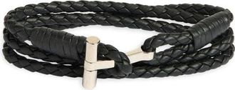 Tom Ford Mens Scoubidou Braided Leather Bracelet in Naa Black at Nordstrom, Size X-Large
