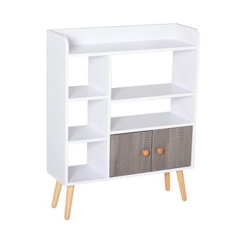 HOMCOM Particle Board Multi-Compartment Shelving Unit - White/Brown - Home Living | TJ Hughes White