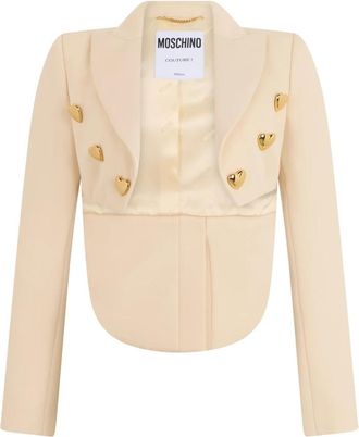 Moschino Cropped jacket - Dames - Blazers - Beige - S - Wol - Jassen
