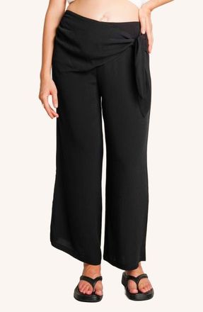 Nom Maternity The Easy Wrap Maternity Wide-Leg Pants in Black at Nordstrom, Size X-Large