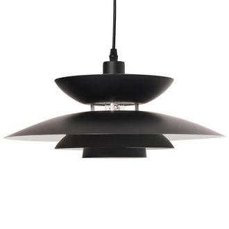 Beliani L&aacute;mpara Colgante De Metal Escalonada Estilo Vintage De Mediados De Siglo Negro Jurga