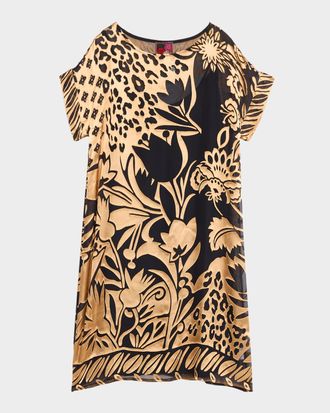 Johnny Was Daiyu Floral Burnout Midi Shift Dress