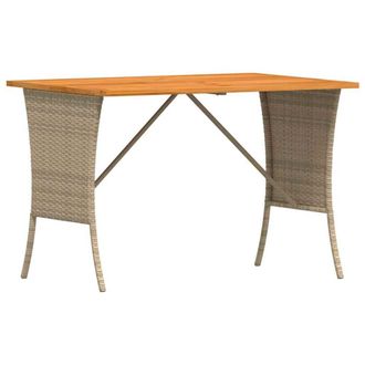 Berkfield Home Garden Table with Acacia Wood Top Beige 105x75x72 cm Poly Rattan | Size: 105 x 75 x 72 cm