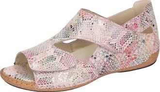 Waldl&auml;ufer Sandale WALDL&Auml;UFER Heliett, Damen, Gr. 7 (40,5), rosa (ros&eacute; multi), Veloursleder, Reptilienpr&auml;gung, metallic, Schuhe Sandale, Sommerschuh, Sandalette,