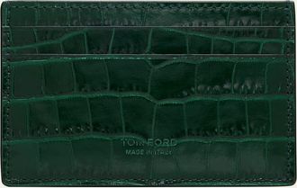 Tom Ford Mens Croc-Effect Money Clip Card Holder