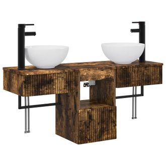vidaXL Juego De Muebles De Ba&ntilde;o 3 Uds. Roble Ahumado Vidaxl