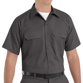 Red Kap Mens Utility Uniform Shirt, Charcoal, Large