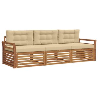 vidaXL Conjunto De Sof&aacute;s De Exterior Con Coj&iacute;n 3 Pcs Natural Y Beige Vidaxl