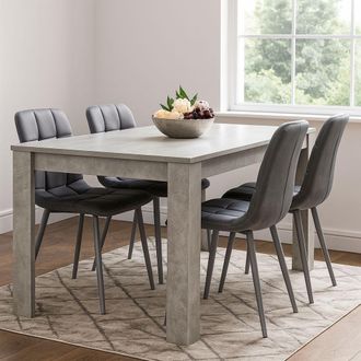 Kosy Koala Modern Grey Dining Table Set with 4 Grey Velvet Chairs - Kitchen Dining Room Furniture in Brown