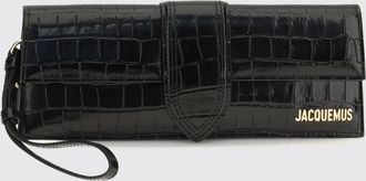 Jacquemus Bambino Crocodile-Effect Leather Clutch with Metallic Logo