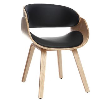 Miliboo Sedia design nero e legno chiaro bent