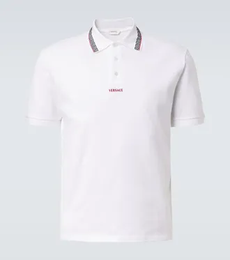 Versace Greca cotton piqu&eacute; polo shirt